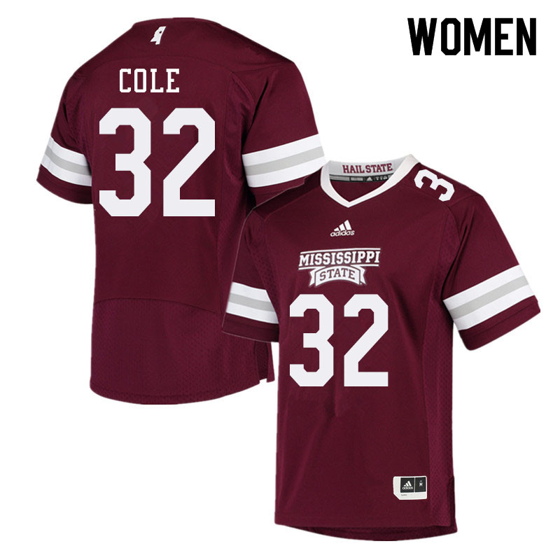 Women #32 Brian Cole Mississippi State Bulldogs College Football Jerseys Sale-Maroon - Click Image to Close
